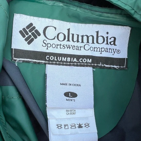 Columbia Men's Large Green Hood Snap Zip‎ Pockets Breathable Waterproof Jacket - Picture 4 of 15